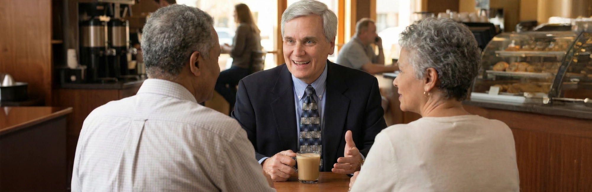 Mark Peterson at Coffee Shop with Couple